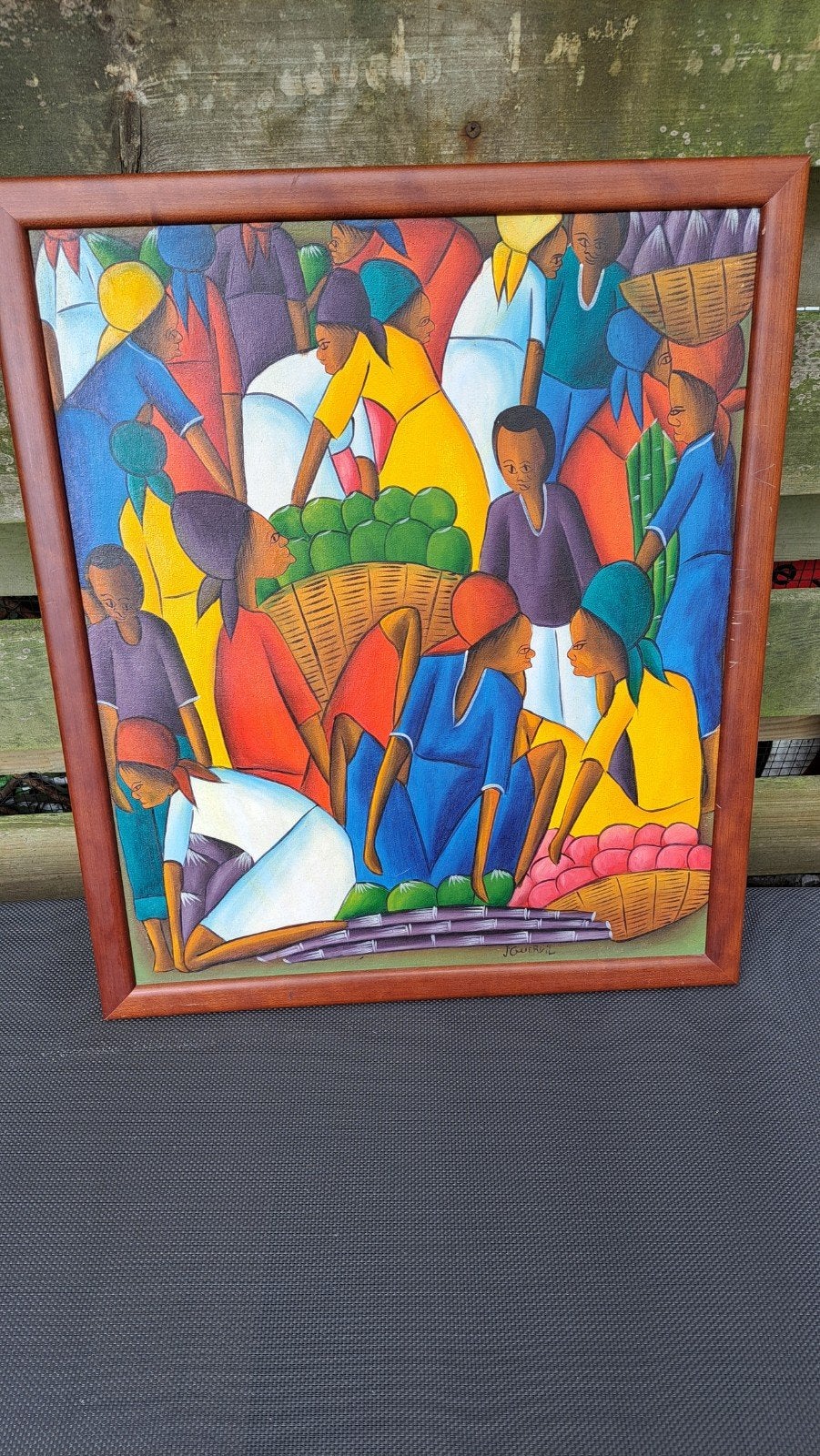 Kleurrijk olieverf schilderij , gesigneerd Guervil, Ophalen of Verzenden