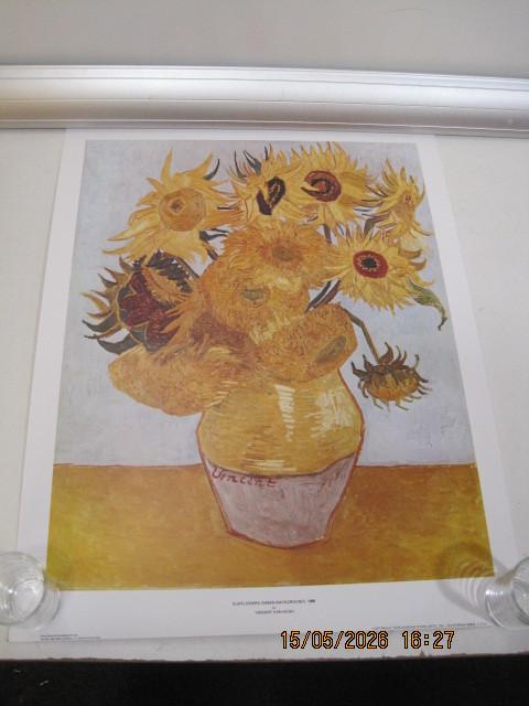 zonnebloemen vincent van gogh poster 46/58 cm (391), Rechthoekig Staand, Ophalen of Verzenden, Zo goed als nieuw, A1 t/m A3