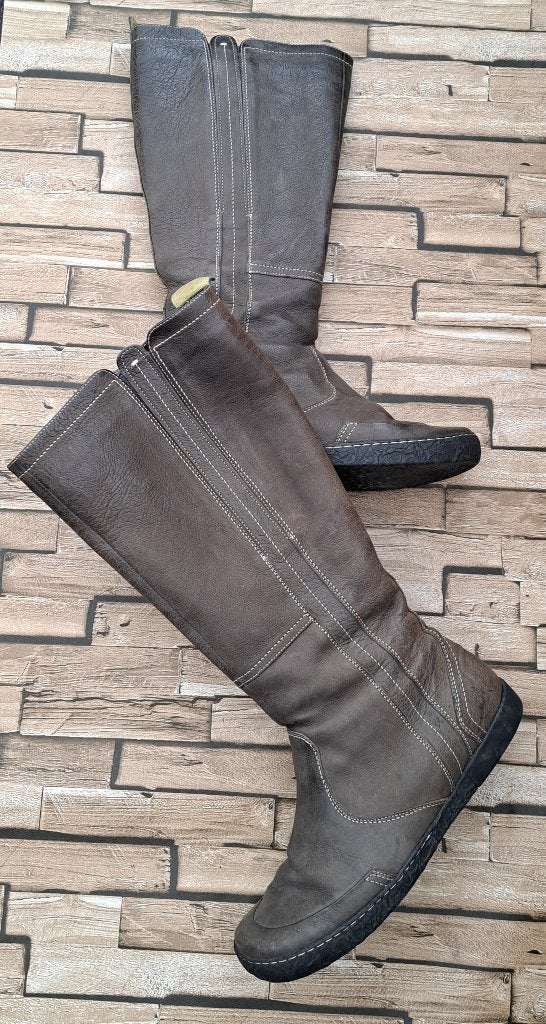 DUREA - gave donker taupe leren laarzen, mt. 40, Hoge laarzen, Durea, Bruin, Verzenden