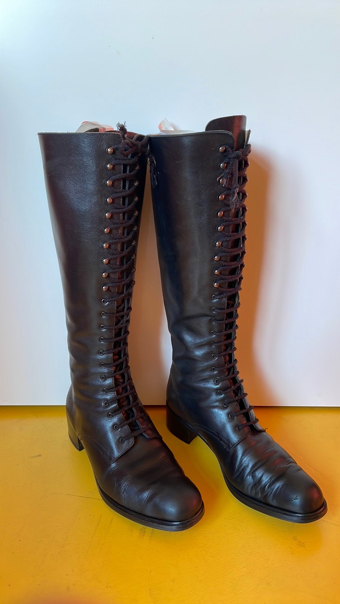 Leren veterlaarzen maat 40, Kleding | Dames, Ophalen, Hoge laarzen, Zwart, Gedragen