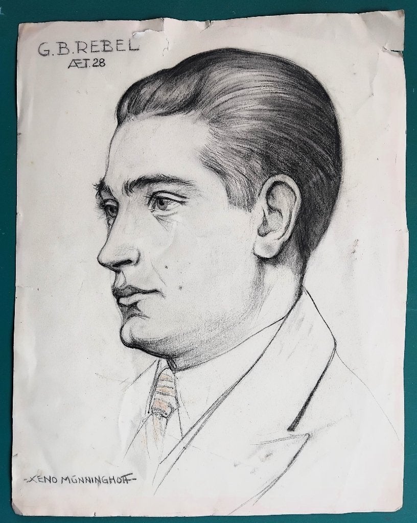 Xeno Münninghoff - Potloodtekening Portret - gesigneerd, Antiek en Kunst, Kunst | Tekeningen en Foto's, Ophalen of Verzenden, Tekening