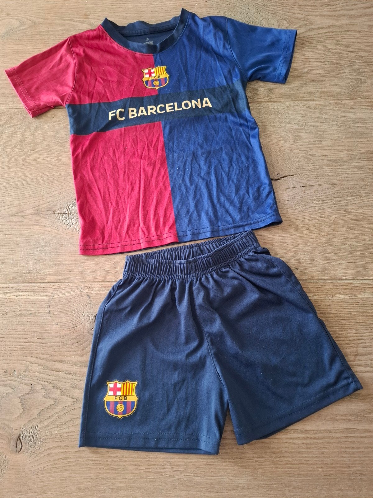 FC Barcelona voetbalsetje, maat 116, Ophalen of Verzenden, Gebruikt, Jongen of Meisje, Sport- of Zwemkleding