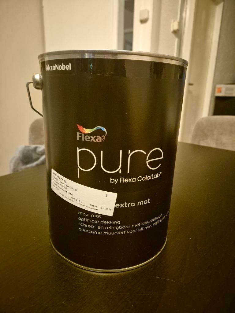 Flexa Pure Full Plum 5 liter, Ophalen, 5 tot 10 liter, Paars, Nieuw