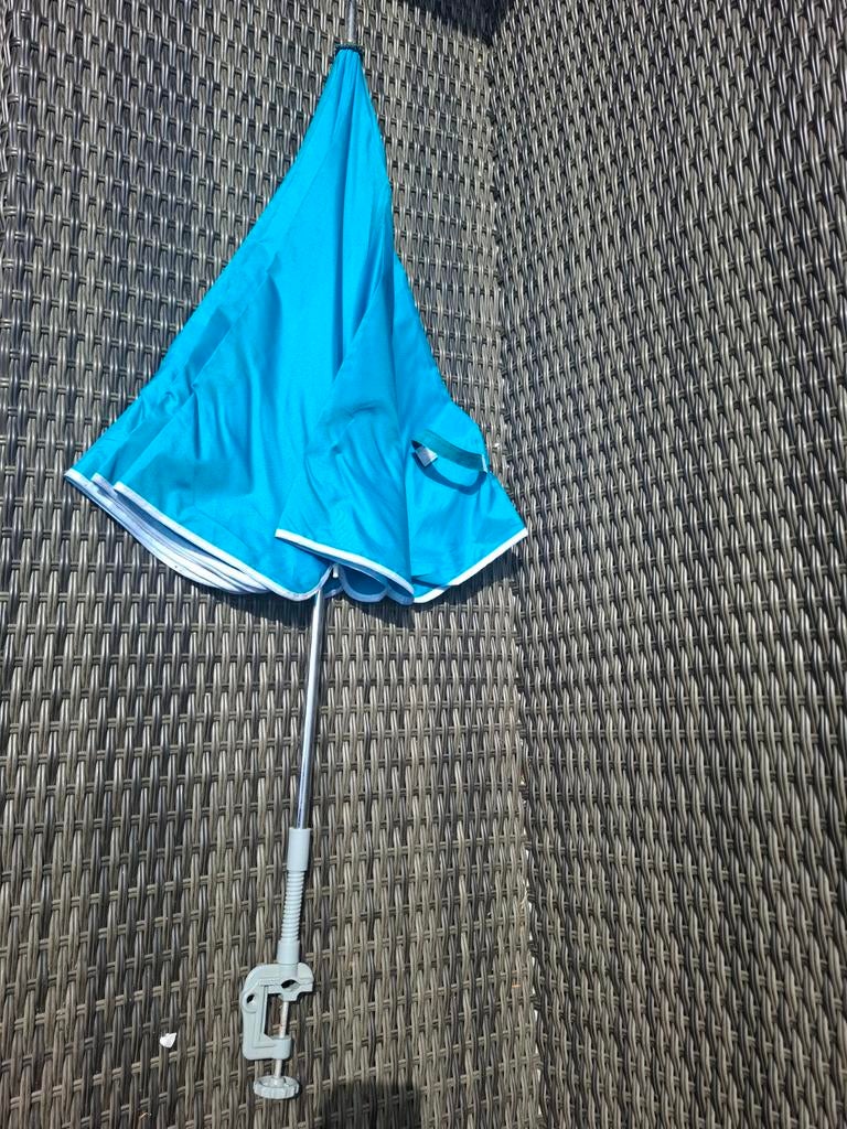 Mini parasol 1 meter met klem - ideaal voor balkon/strand, Tuin en Terras, Parasols, Ophalen of Verzenden