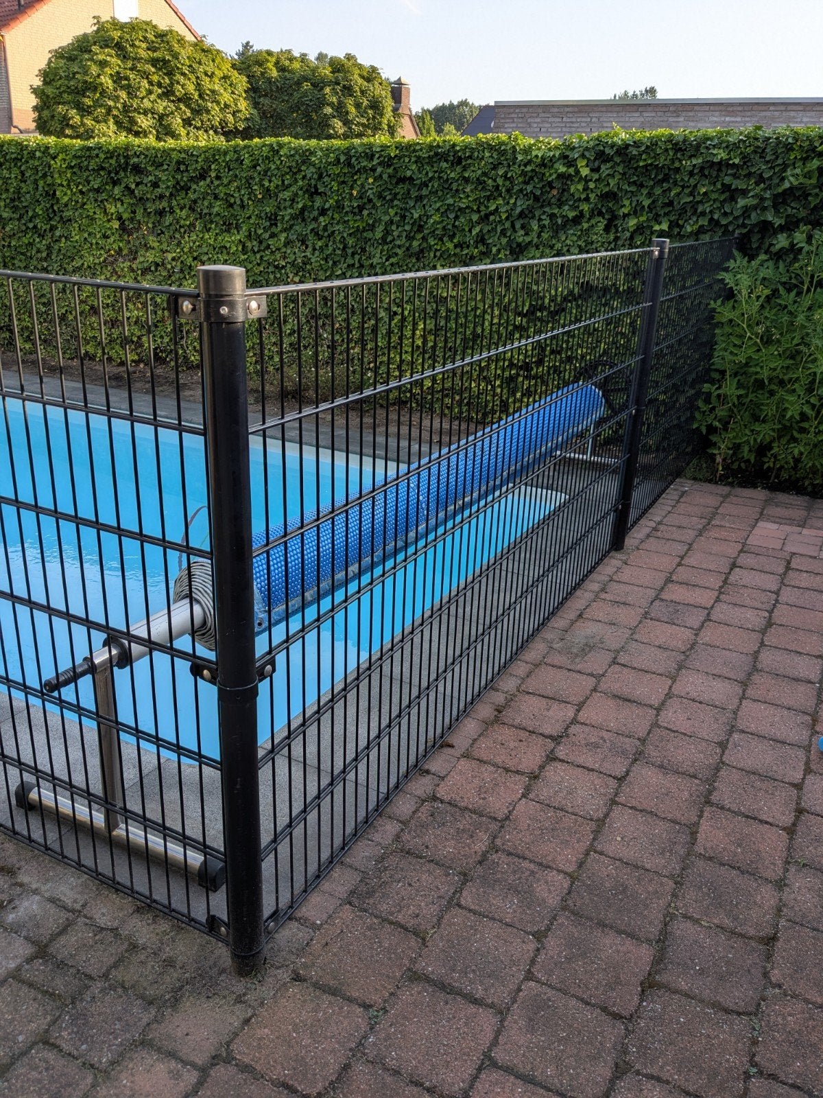 Zwart dubbelstaafmat hekwerk met poort, Ophalen, Met poort, Gebruikt, Dubbelstaafmat hekwerk