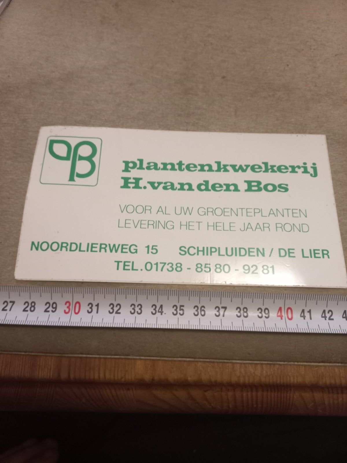 Vintage sticker Plantenkwekerij H. van den Bos, Ophalen of Verzenden, Gebruikt