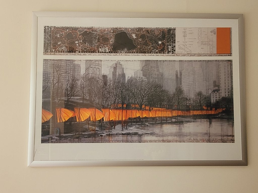 Poster-Offset druk Christo'The Gates' aluminium lijst145x104, Ophalen, Overige typen, 125 cm of meer, Zo goed als nieuw