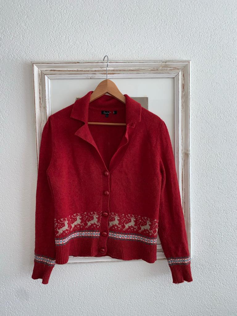 King Louie rood vest met rendierpatroon, maat L, Ophalen of Verzenden, Zo goed als nieuw, Maat 42/44 (L), Rood