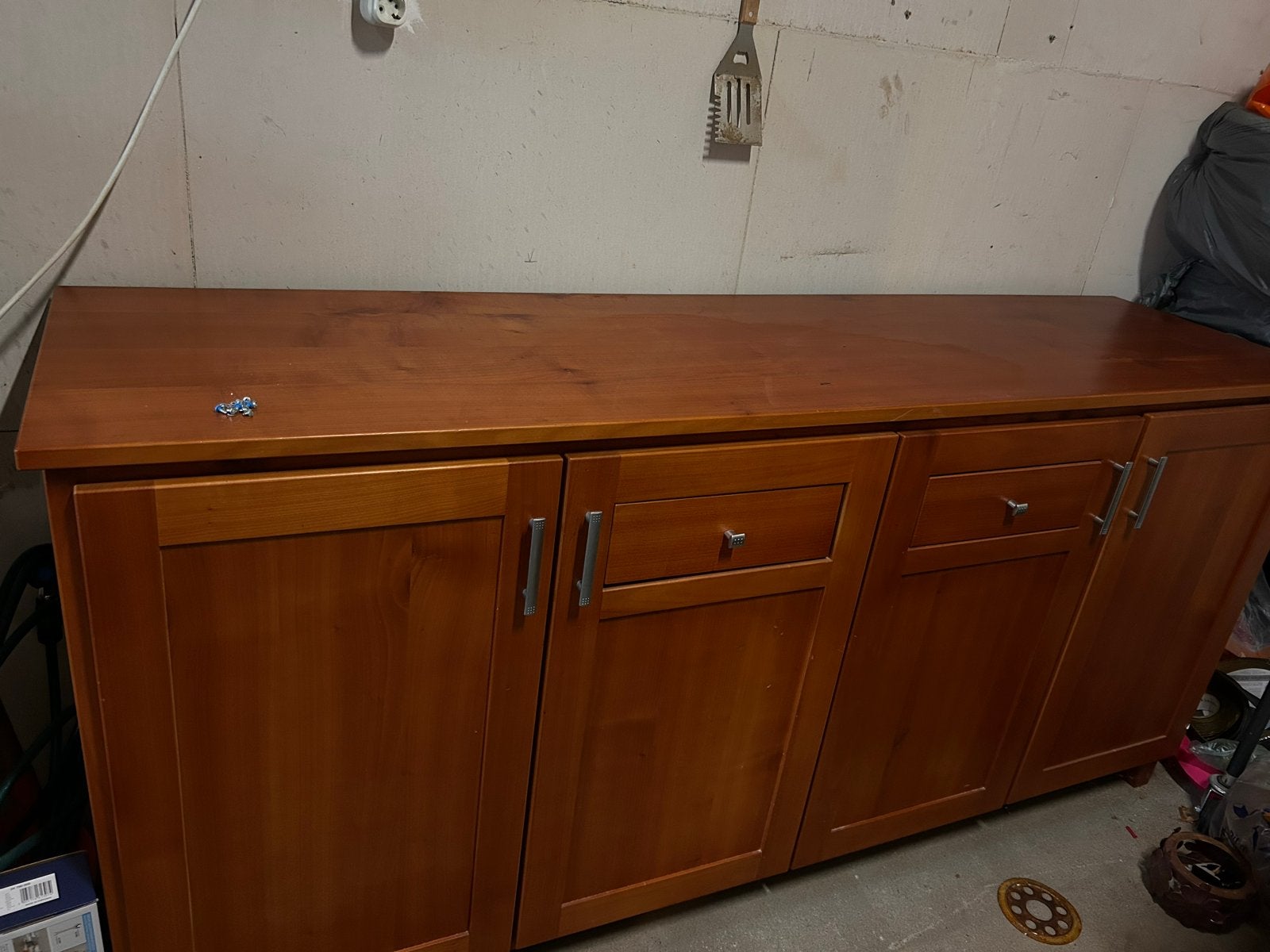 Houten dressoir met lades en deuren, Ophalen, Gebruikt, 200 cm of meer, Met lade(s)