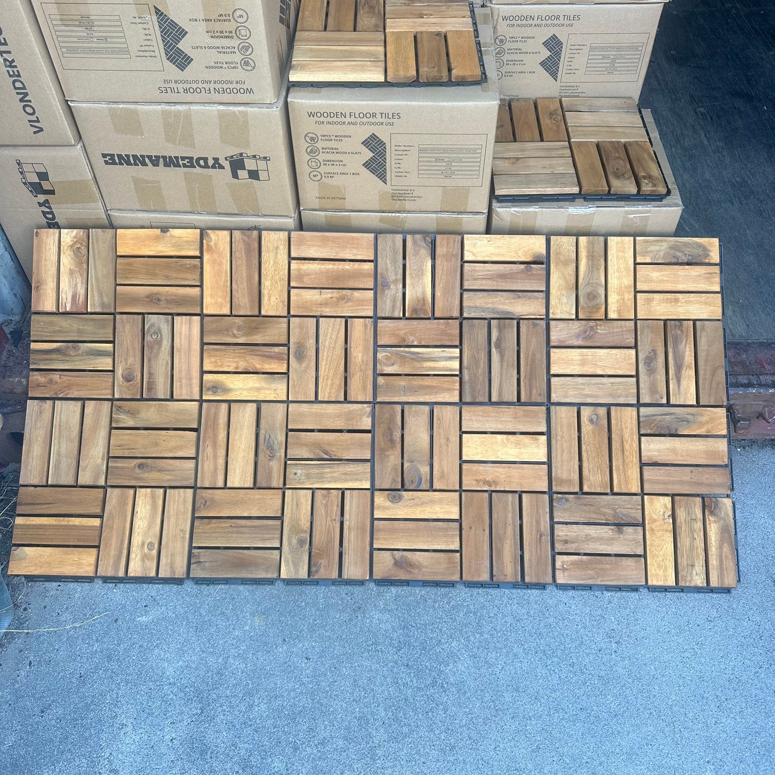 Acaciahout Balkontegels Terrastegels - Lijkt op IKEA RUNNEN, Nieuw, Ophalen of Verzenden, 10 m² of meer, Zwettestraat 8, 8912AH Leeuwarden