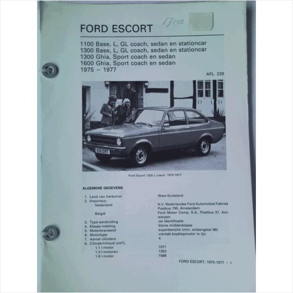 Ford Escort Vraagbaak losbladig 1975-1977 #1 Nederlands, Ophalen of Verzenden, Gelezen, Ford