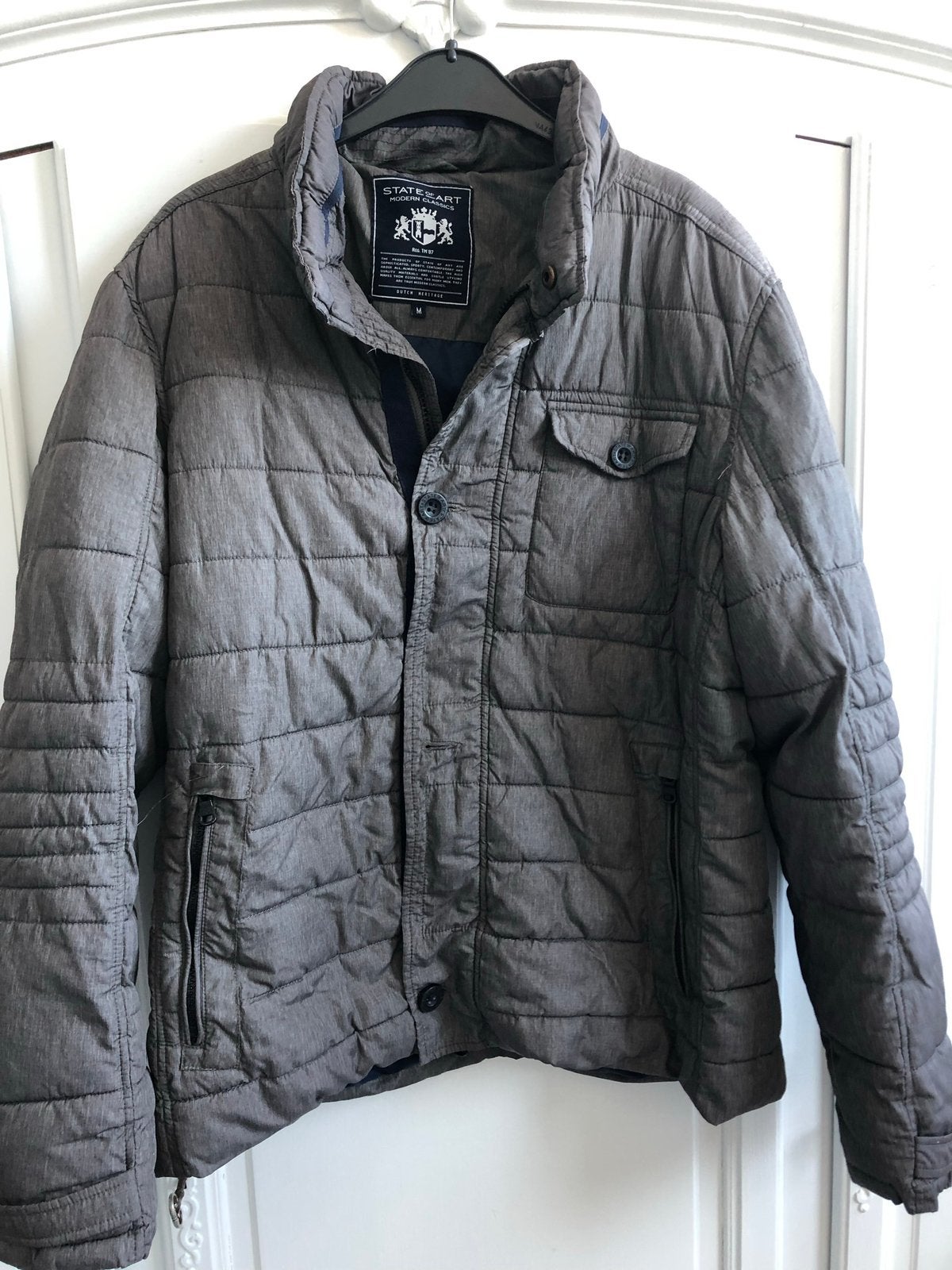 Zgan grijze jas merk State of Art maat M, Kleding | Heren, Jassen | Winter, Ophalen of Verzenden, Zo goed als nieuw, Maat 48/50 (M)
