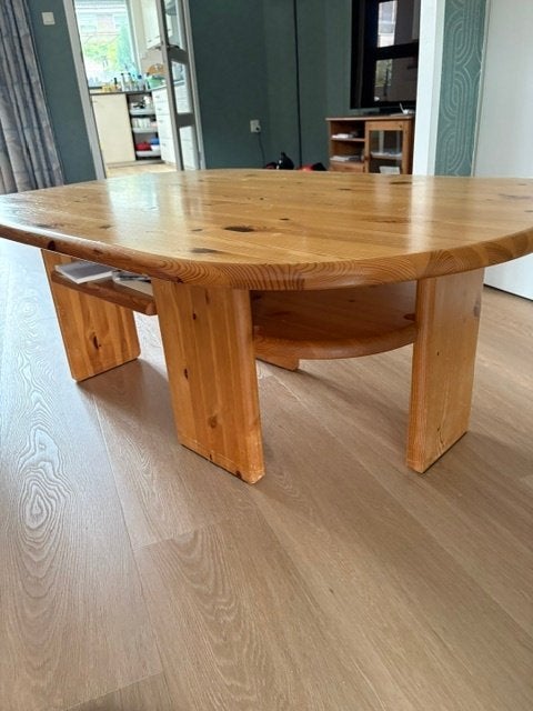 Grenenhouten Salontafel Massief, Ophalen, 100 tot 150 cm, 50 tot 100 cm, Zo goed als nieuw