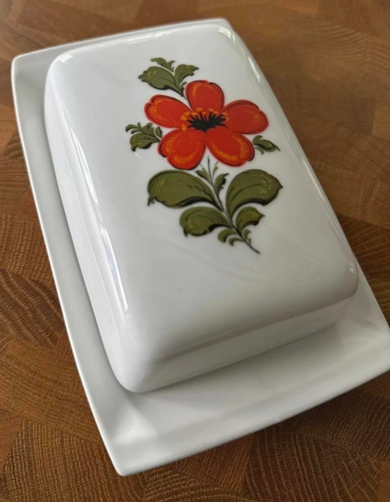 Vintage Botervloot met Bloemenpatroon - Schumann Arzberg, Ophalen of Verzenden