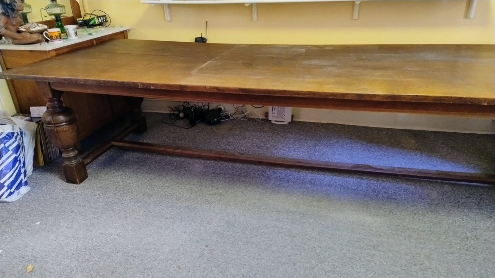 Antieke Eiken Kloostertafel met Gedraaide Poten, Ophalen