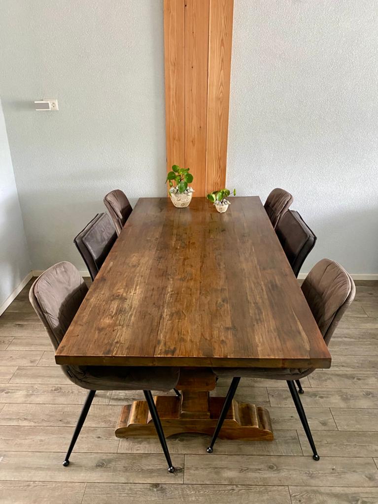 Robuuste kloostertafel 200x100x78 cm - Massief hout, Ophalen, Gebruikt, 100 tot 150 cm, Vijf personen of meer
