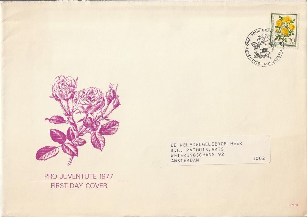 FDC Pro Juventute 1977, Postzegels en Munten, Postzegels | Eerstedagenveloppen, Ophalen of Verzenden, Beschreven, Europa