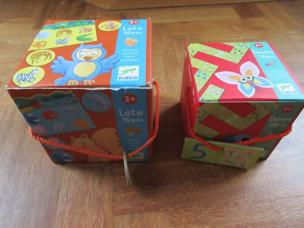2 x Djeco : domino + Lotto dieren, Ophalen of Verzenden, Gebruikt, Puzzelen