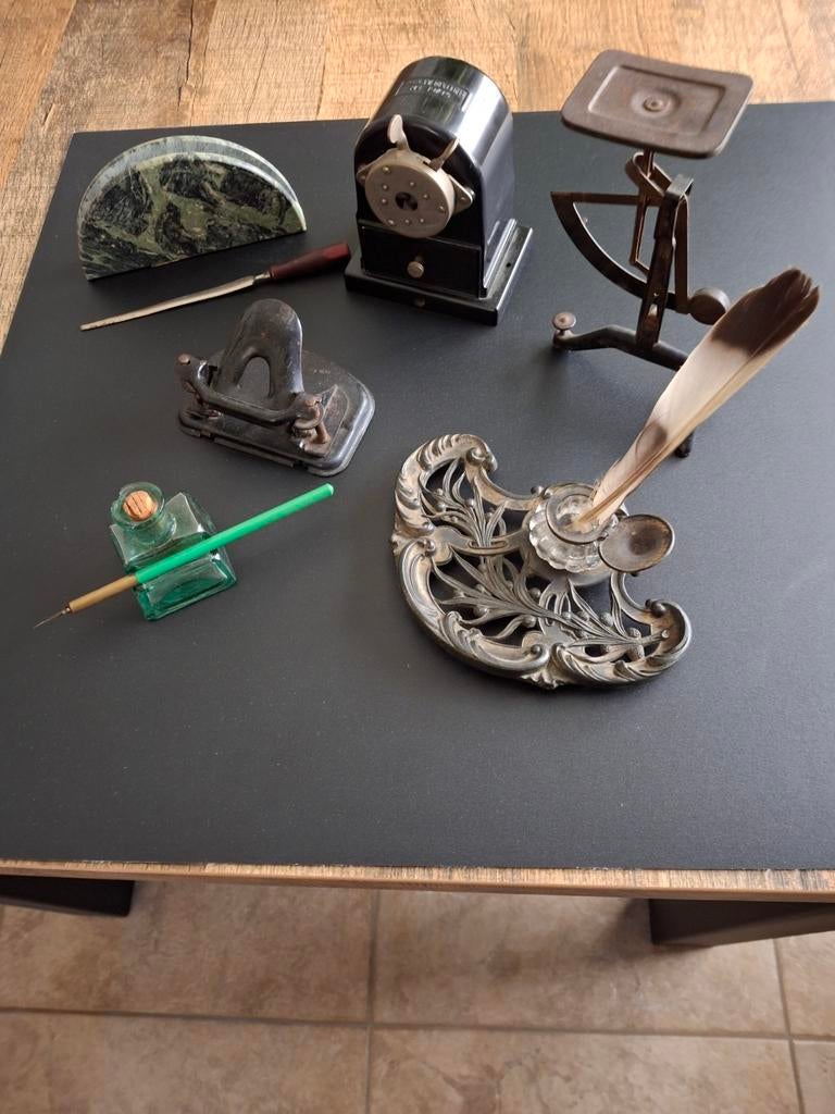 Antieke kantoorbenodigdheden set, Ophalen of Verzenden