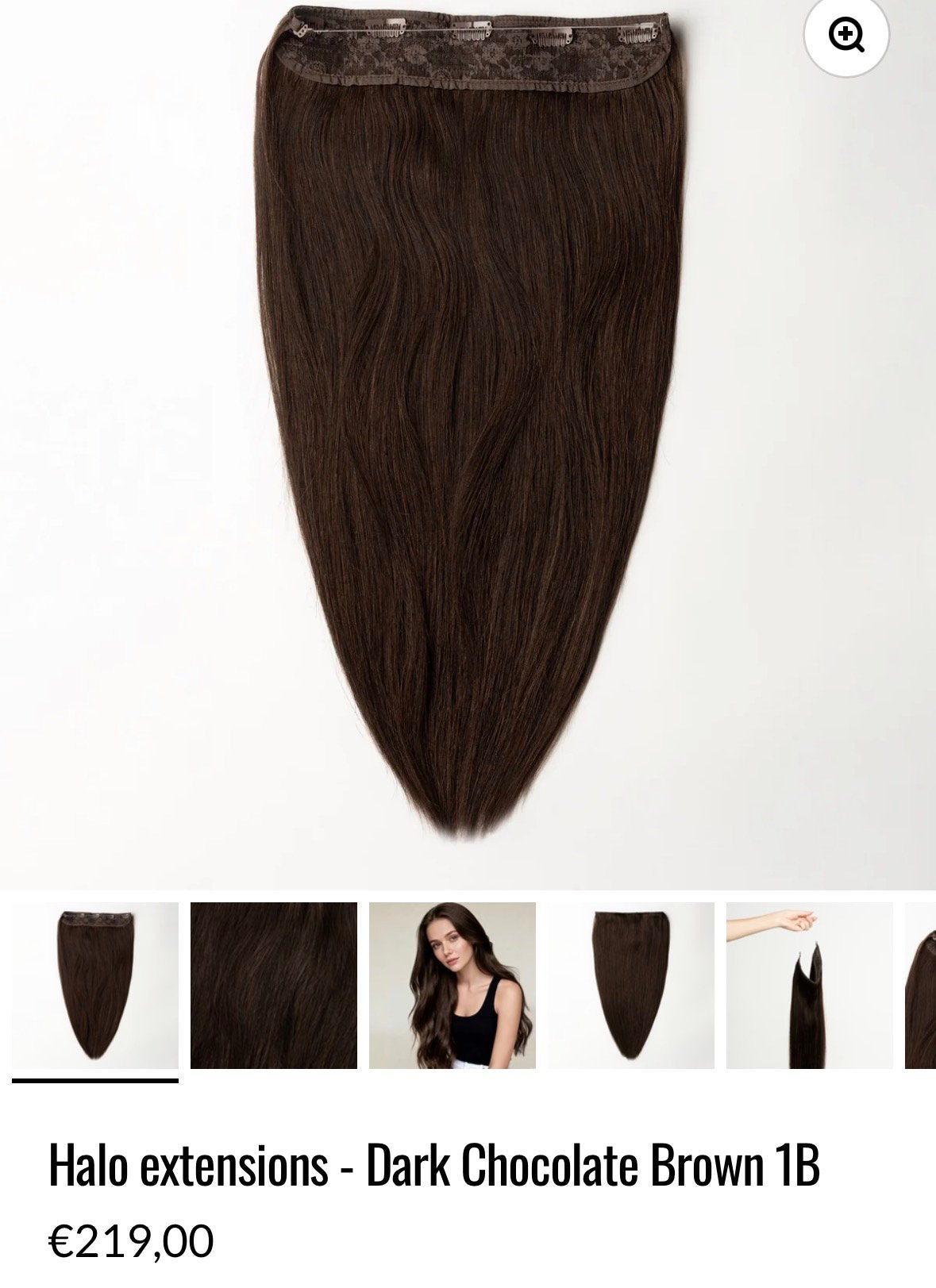 Halo (flip-in hair) Extensions Dark Chocolate Brown 1B, Ophalen of Verzenden, Nieuw, Pruik of Haarverlenging