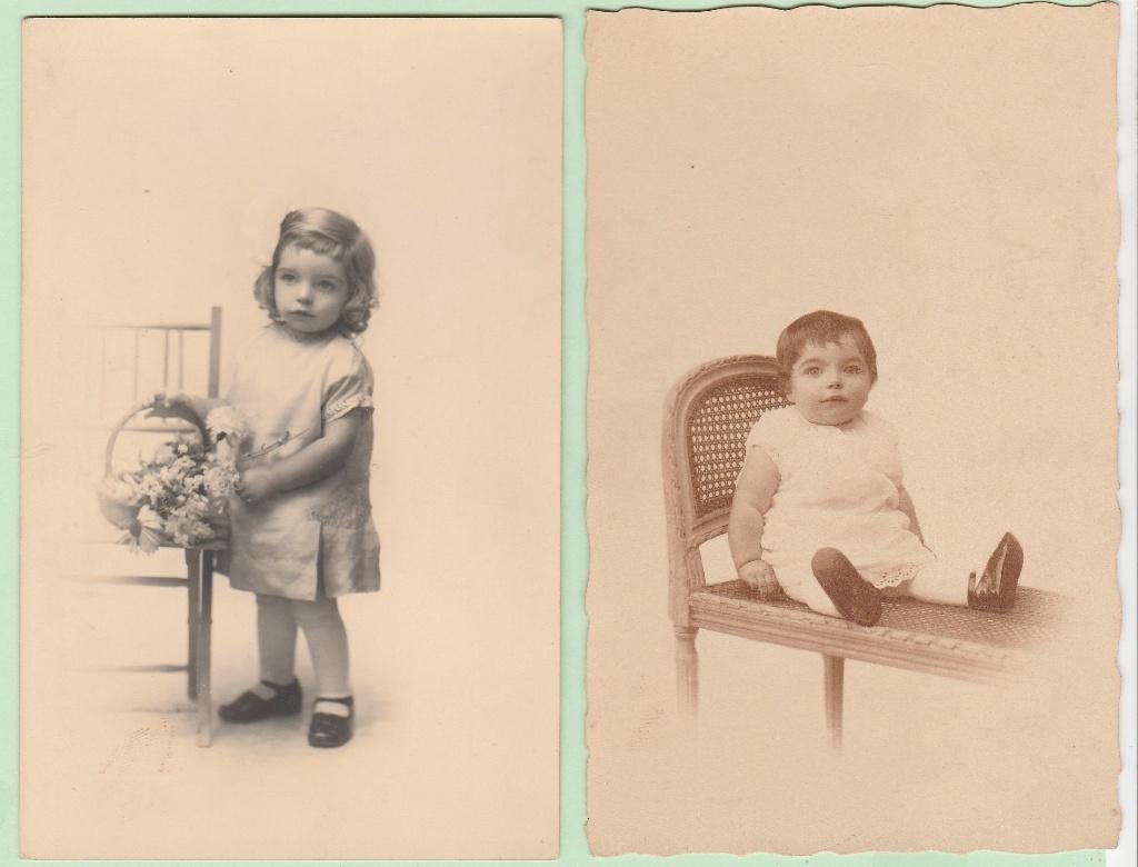 St. Niklaas Waes (België). 2x fotokaart Suzan den Engelsman, Verzamelen, Foto's en Prenten, Zo goed als nieuw, Foto, Kind, 1940 tot 1960