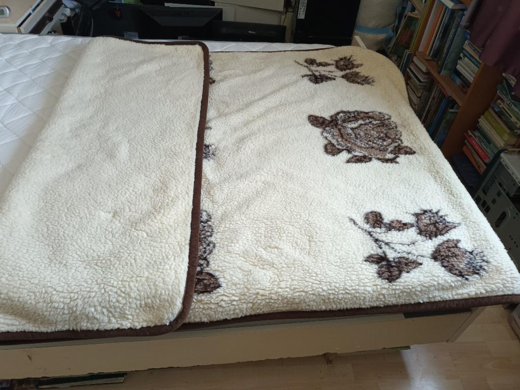  1p merino wollen deken dekbed bloemen roos 196-133cm, Eenpersoons, Wit, Ophalen of Verzenden, Deken of Dekbed