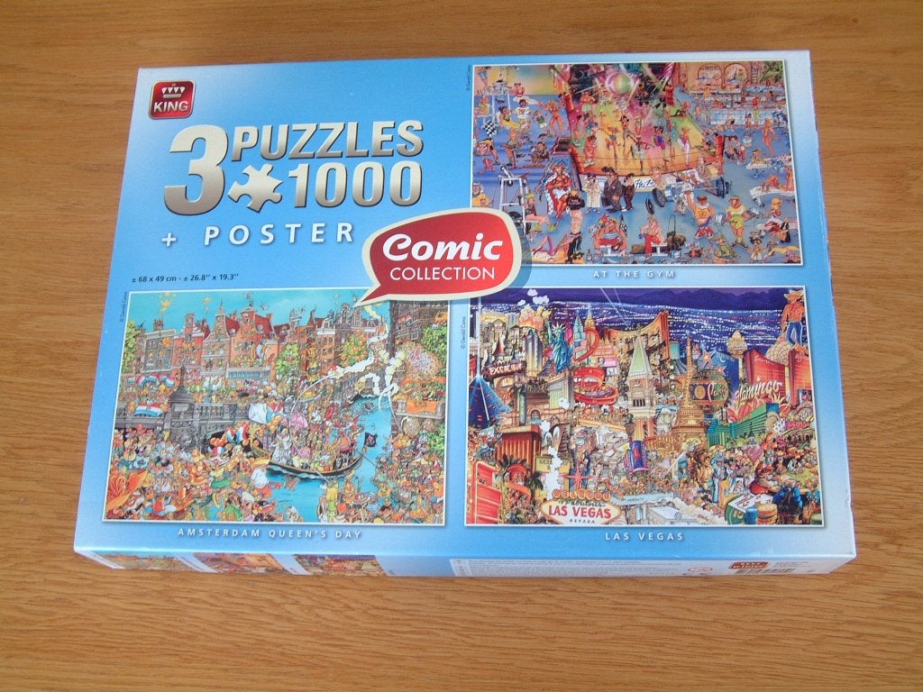 3 x1000 puzzel Amsterdam Queens Day-At the Gym-Las Vegas, Ophalen of Verzenden, 500 t/m 1500 stukjes, Nieuw, Legpuzzel