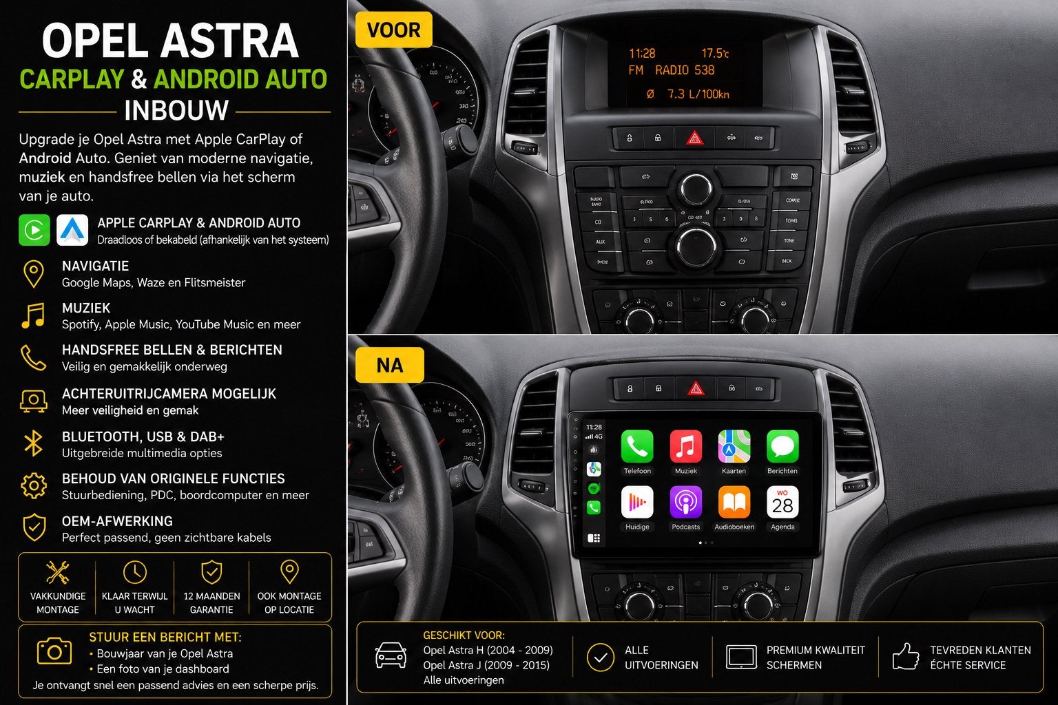 Opel Astra CarPlay & Android Auto Inbouw, Ophalen, Nieuw