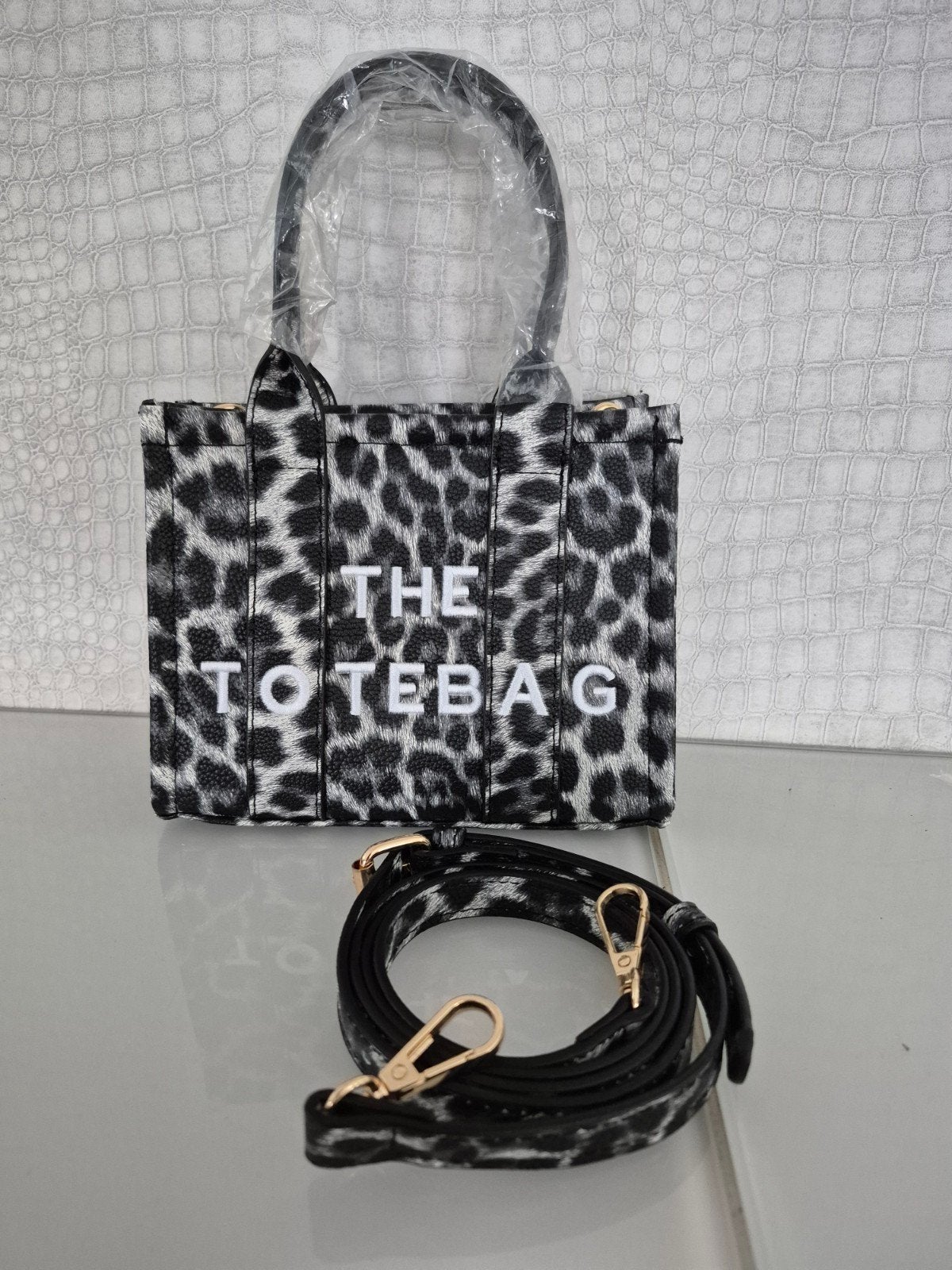 Nieuwe Mini Tote Bag in Grijze Panterprint, Ophalen of Verzenden, Nieuw, Grijs, Handtas