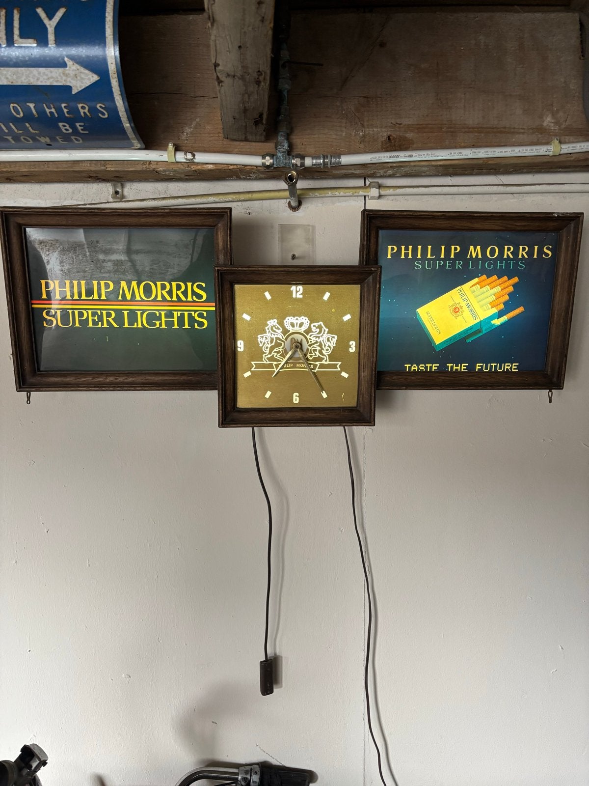 Vintage Philip Morris Super Lights Reclameborden en Klok, Antiek en Kunst, Curiosa en Brocante, Ophalen of Verzenden