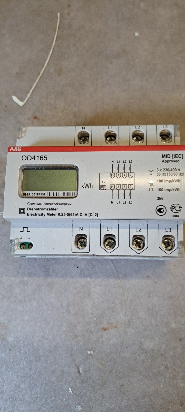 ABB OD4165 KWH Energiemeter - Zo goed als nieuw, Ophalen of Verzenden, Zo goed als nieuw, ABB, Overige typen