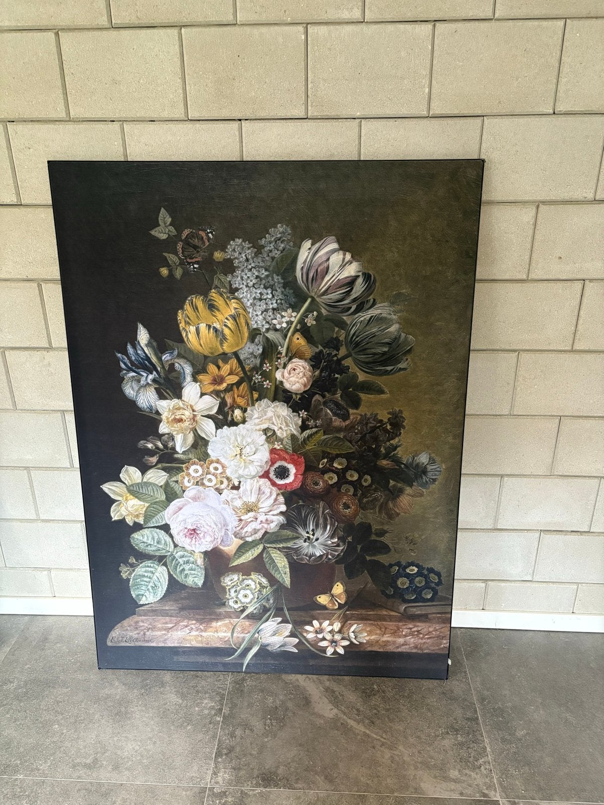 bloemstilleven schilderij op doek, Huis en Inrichting, Ophalen, Zo goed als nieuw, Schilderij
