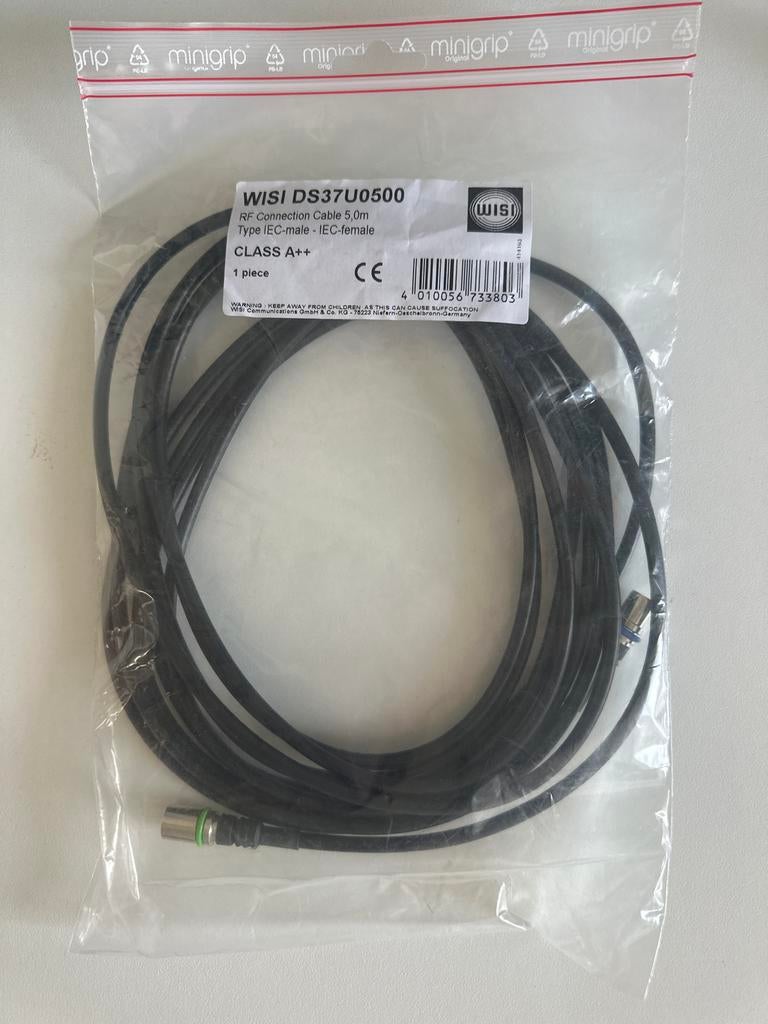2x WISI RF aansluitkabel 5,0m IEC-male - IEC-female, Ophalen of Verzenden, Nieuw, 5 tot 10 meter, Tv-kabel