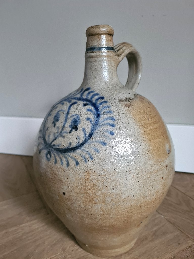 Antieke 19e-Eeuwse Westerwald Gres Kruik (2L/32cm), Ophalen of Verzenden