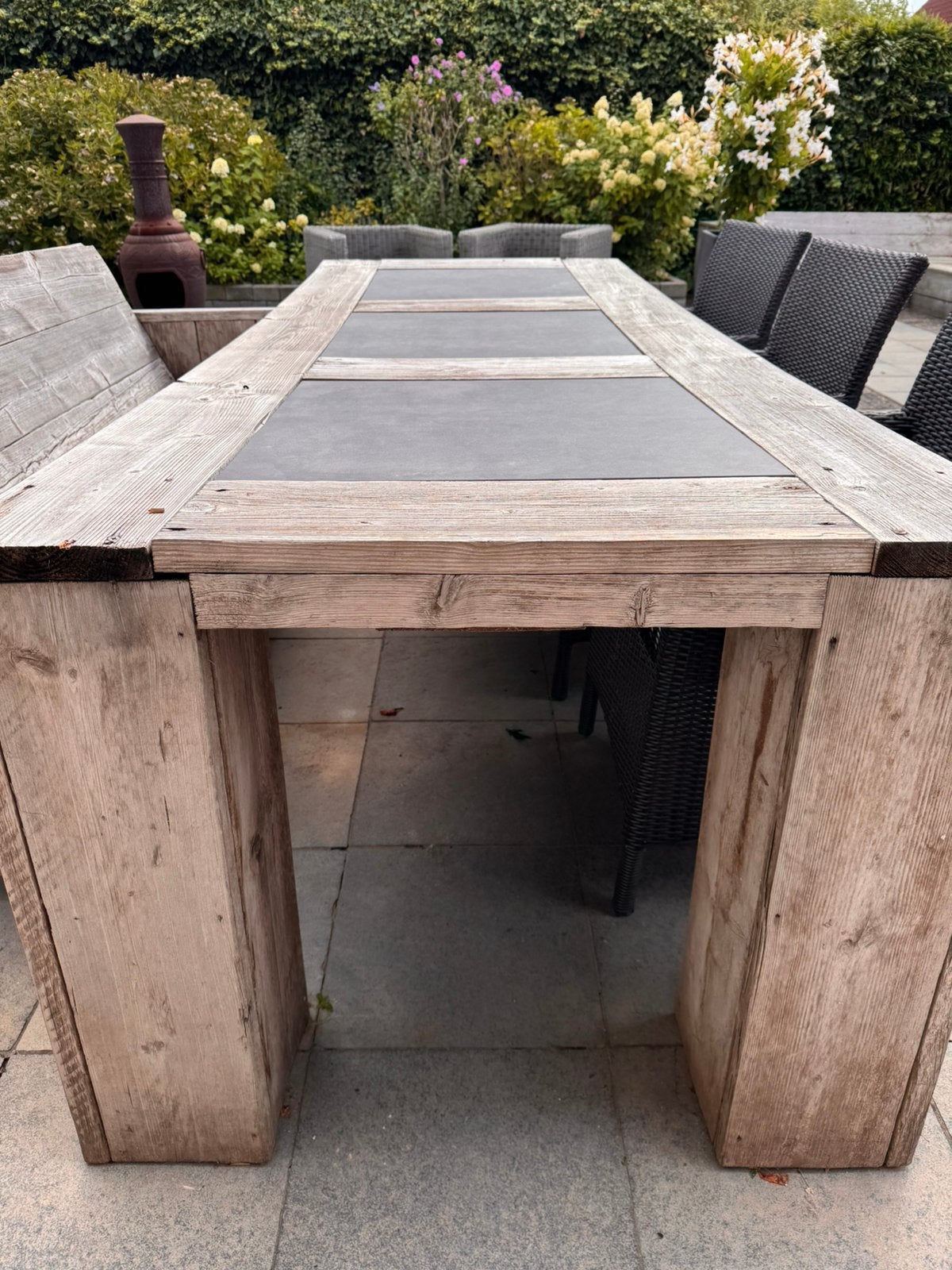 Steigerhouten tuintafel L260xB100xH80cm, Ophalen, Gebruikt, Rechthoekig, Hout