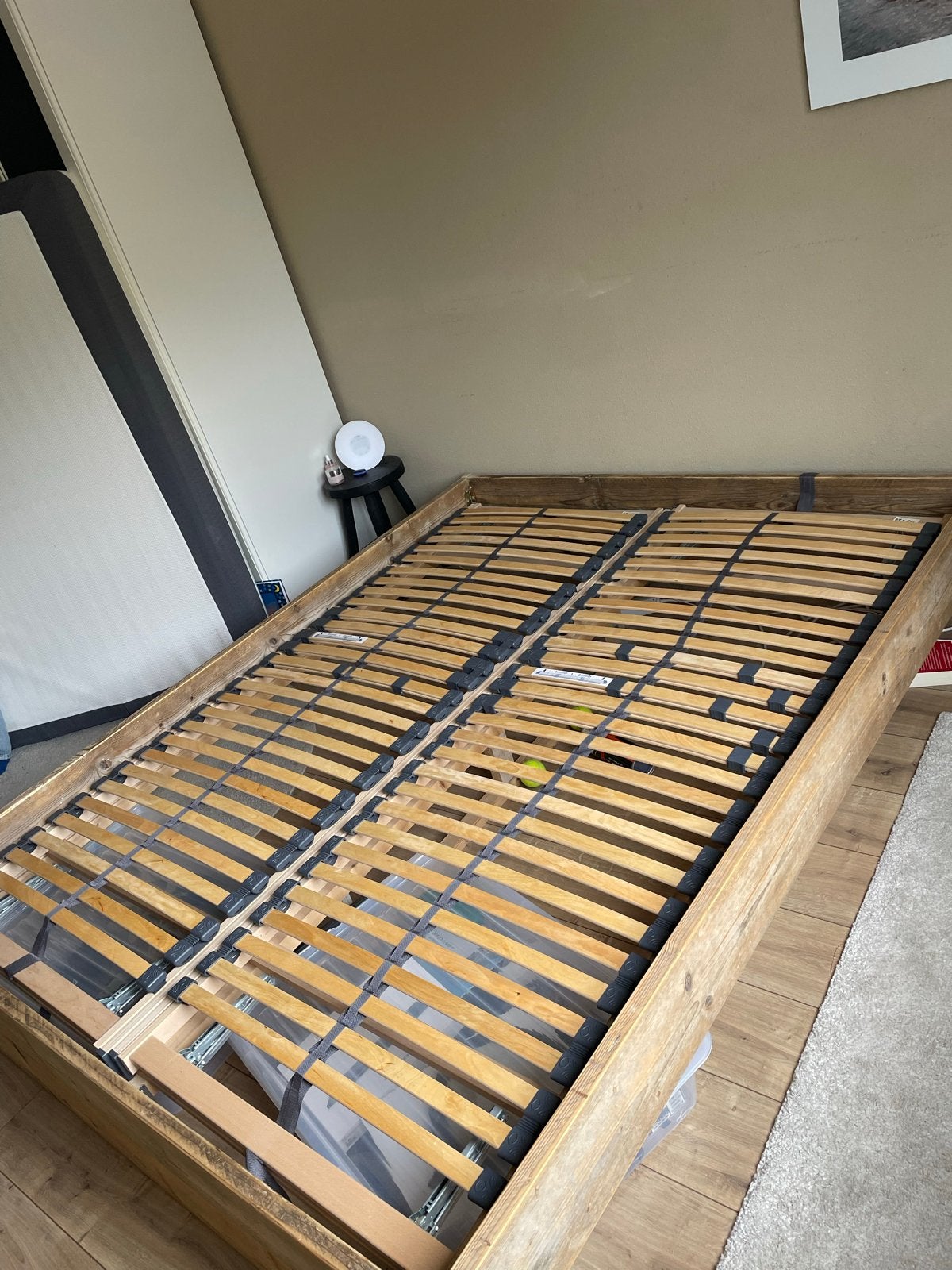 Steigerhouten tweepersoonsbed - 160x210 - Transparant, Ophalen, Bruin, 210 cm, Steigerhout