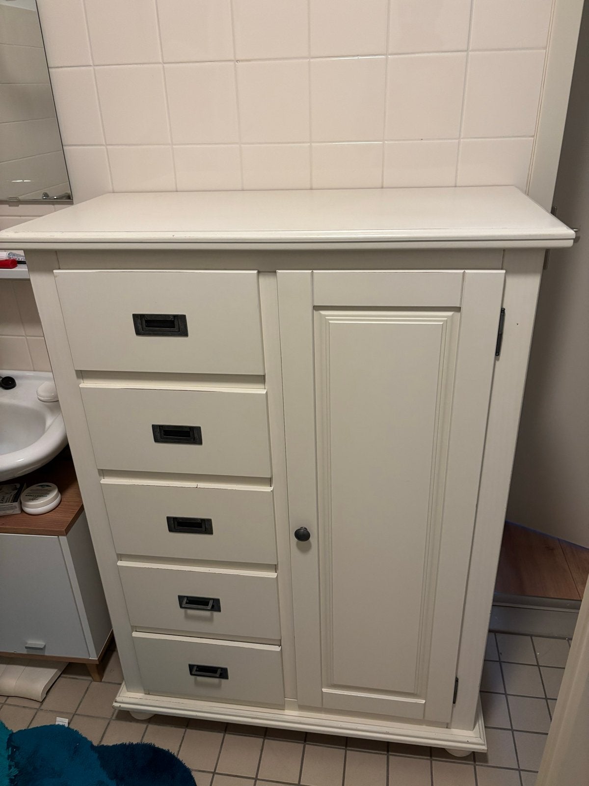 Crèmekleurige kast met lades en deur, Ophalen, Gebruikt