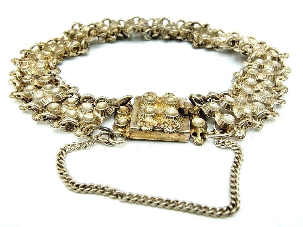 Antieke Friese zilveren klederdracht armband, 19,5 cm, Verzenden, Zilver, Ring