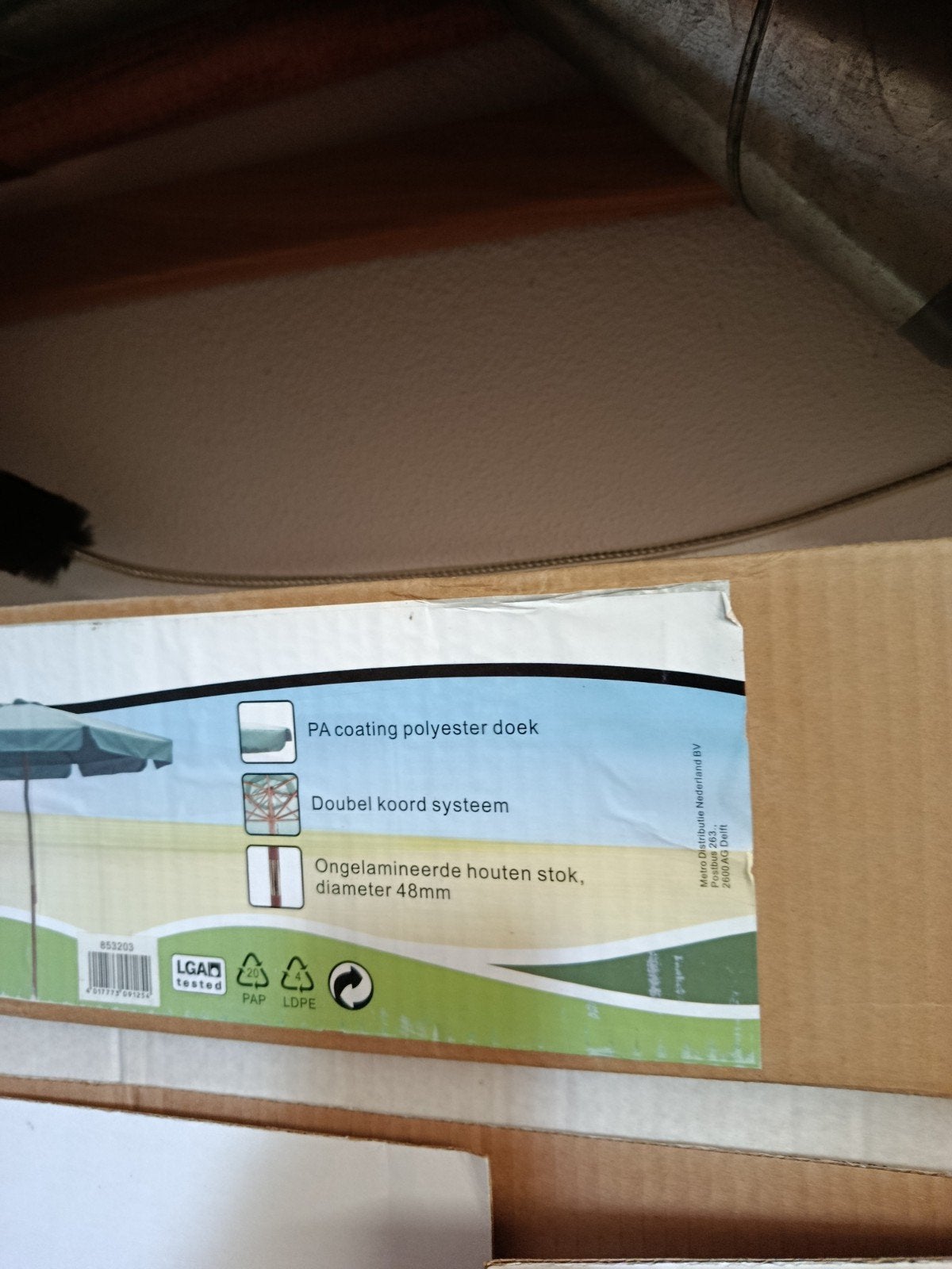 Zonne- parasol doorsnede 3 m, €30, Ophalen, Gebruikt, Minder dan 1 meter, Parasolvoet