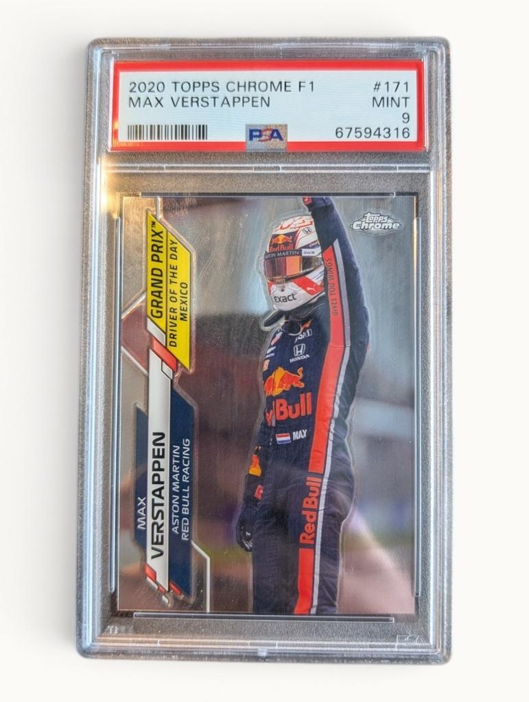 Topps chrome f1 2020 max verstappen 171  PSA9, Ophalen of Verzenden, Zo goed als nieuw, Plaatje