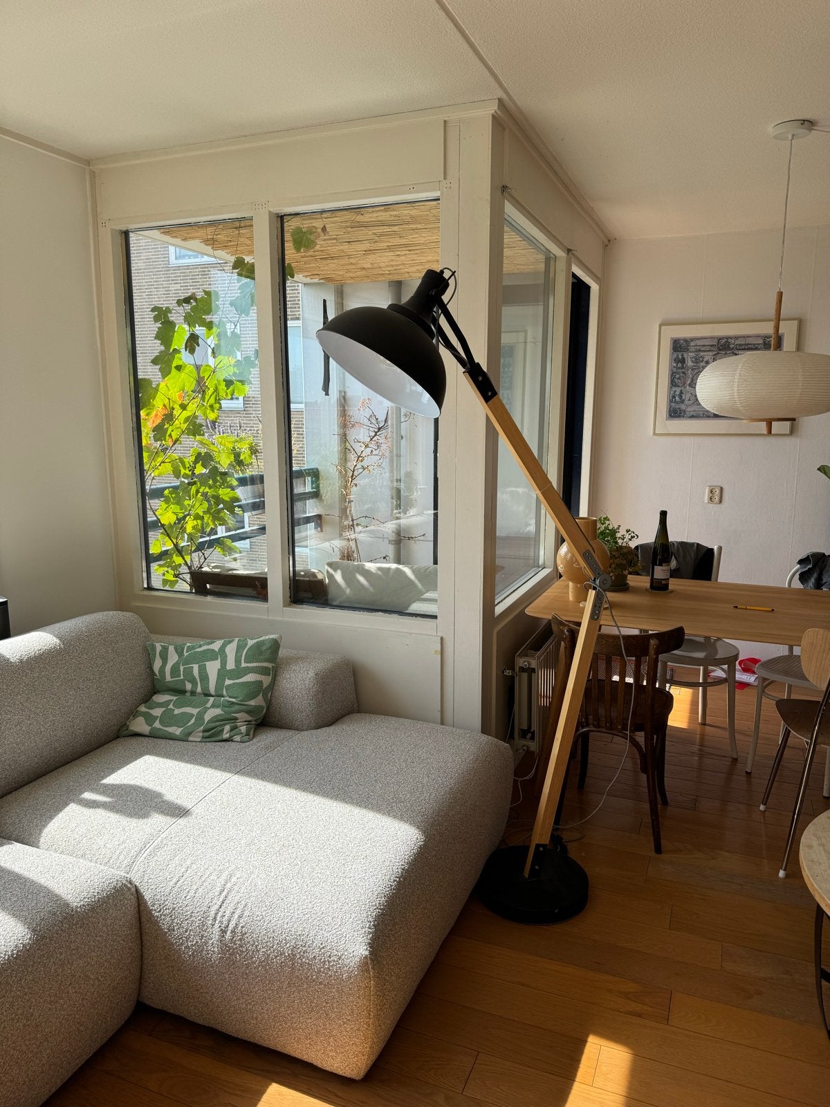 Industriële staande lamp, Ophalen, Zo goed als nieuw, Hout, 150 tot 200 cm