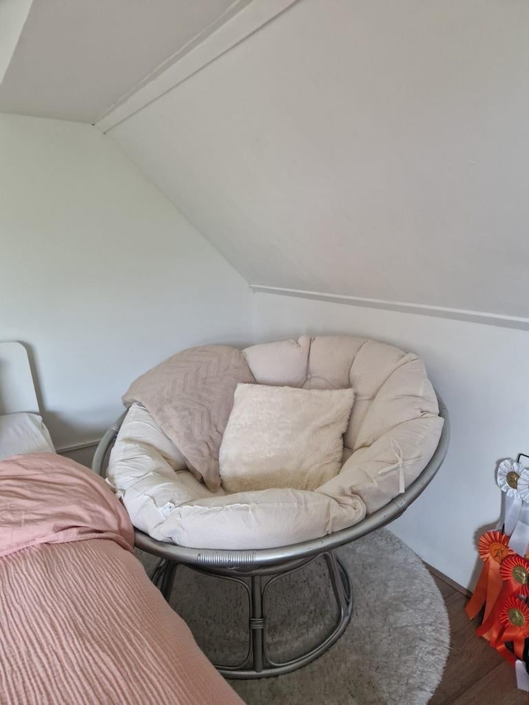Papasan stoel met kussen - comfortabel en stijlvol, Huis en Inrichting, Ophalen, Gebruikt, Overige kleuren, Stof