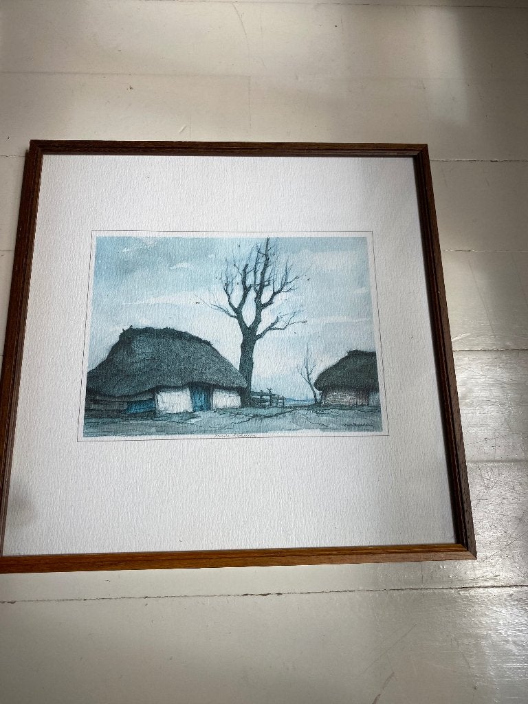 Gekleurde tekening Dirk Baksteen, Antiek en Kunst, Ophalen, 1950 - 1999, Overige technieken, 43 cm