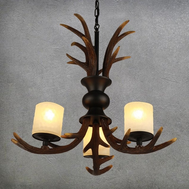 Nieuwe Landelijke gewei hanglamp met 3 lichtpunten, Ophalen of Verzenden, Nieuw, Landelijk, E14 (klein)