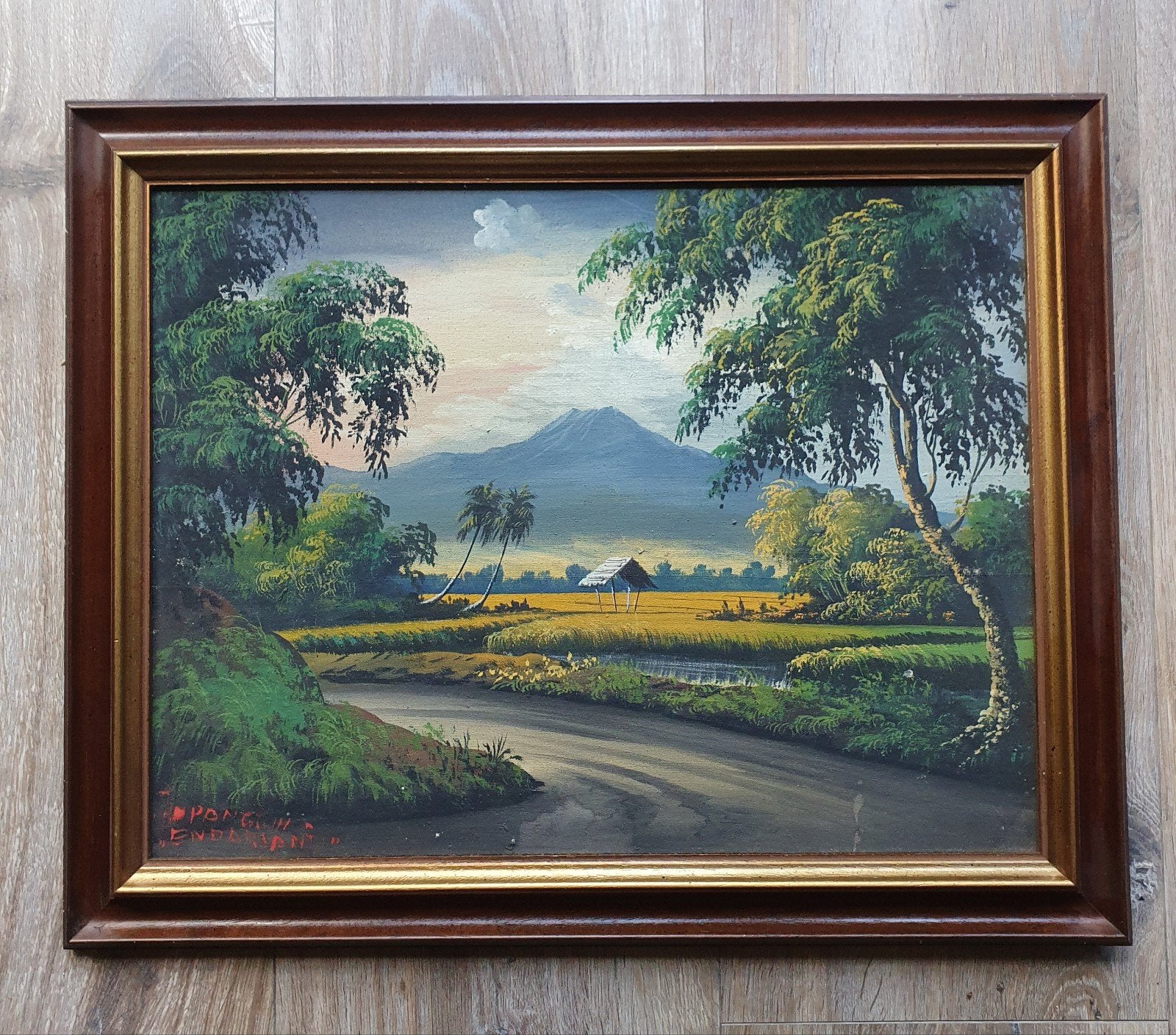 Schilderij P. Pangemanan Endarianto - Indonesisch Landschap, Ophalen, Klassiek, Gesigneerd, Landschap