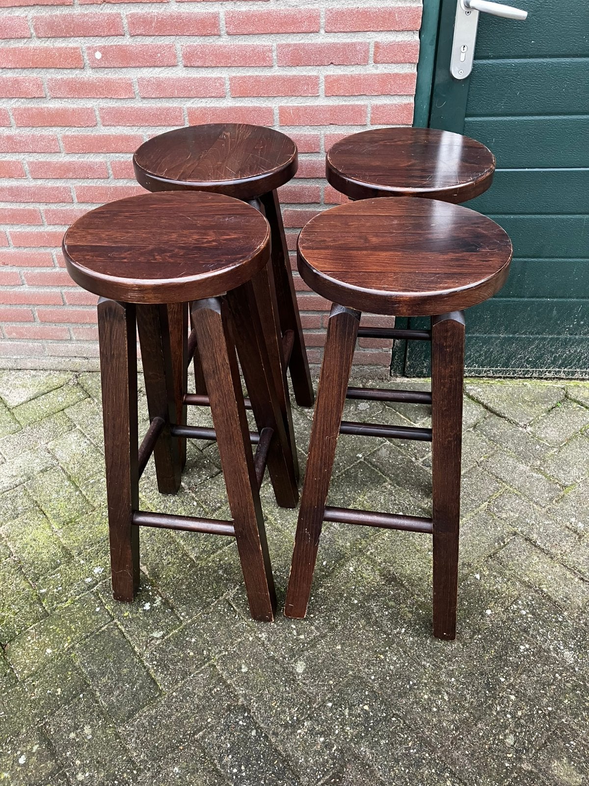 Stevige vintage barkruk(ken)., Huis en Inrichting, Ophalen, Zo goed als nieuw, 60 tot 90 cm