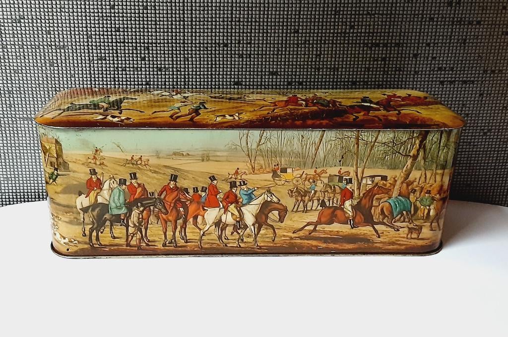 vintage britse scribbans tally hoe biscuit blik, Verzamelen, Blikken, Ophalen of Verzenden, Gebruikt, Overige