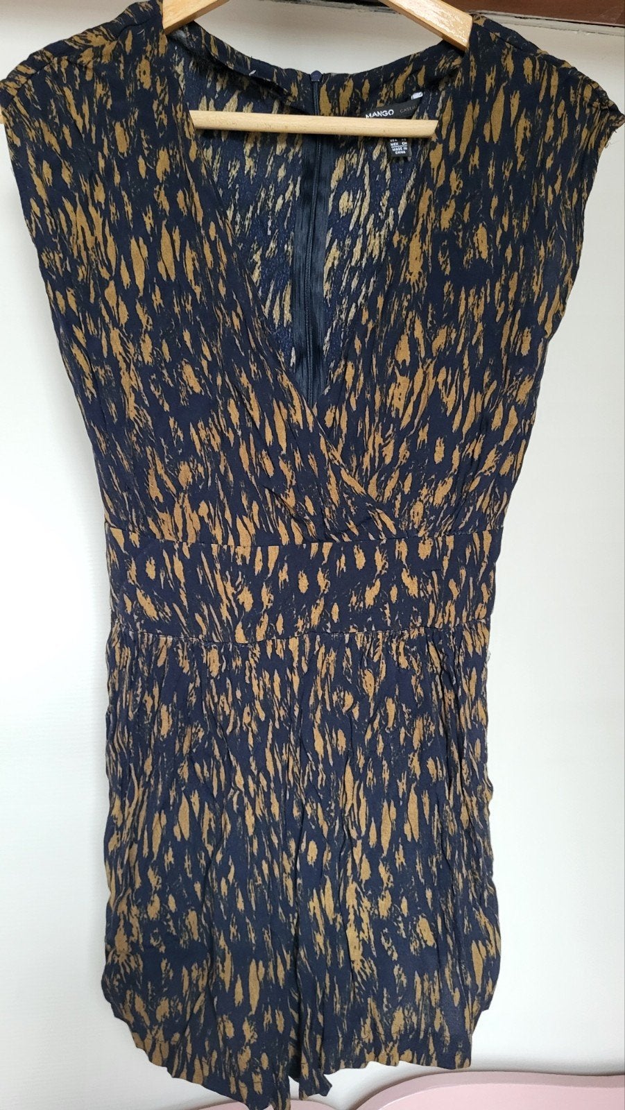 Mango jumpsuit met print, maat S, Kleding | Dames, Jurken, Zo goed als nieuw, Maat 36 (S), Blauw, Boven de knie, Ophalen of Verzenden