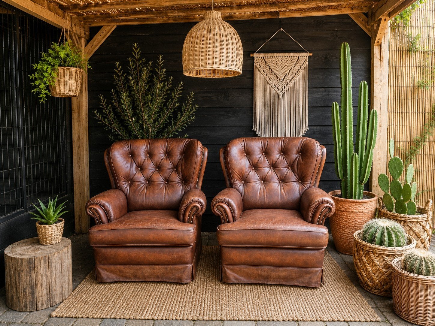 🟢 Chesterfield  🇬🇧set, jaren 80 bruin leer mancave, Huis en Inrichting, Fauteuils, Ophalen, Gebruikt, Mancave,klassiek,vintage,veranda