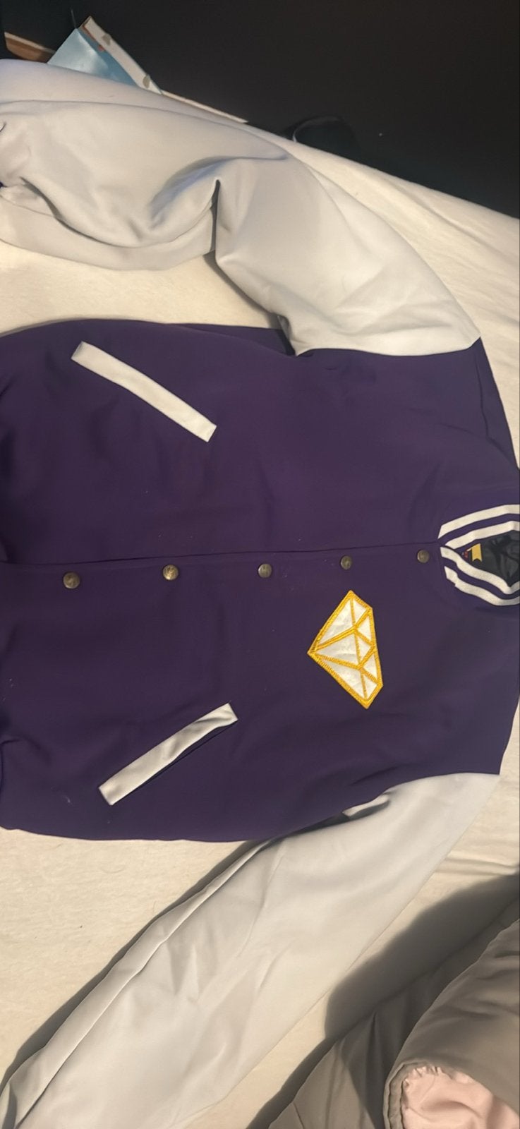 SSK Diamond Varsity Jacket - Paars/Wit, Ophalen, Gedragen, Maat 36 (S), Paars